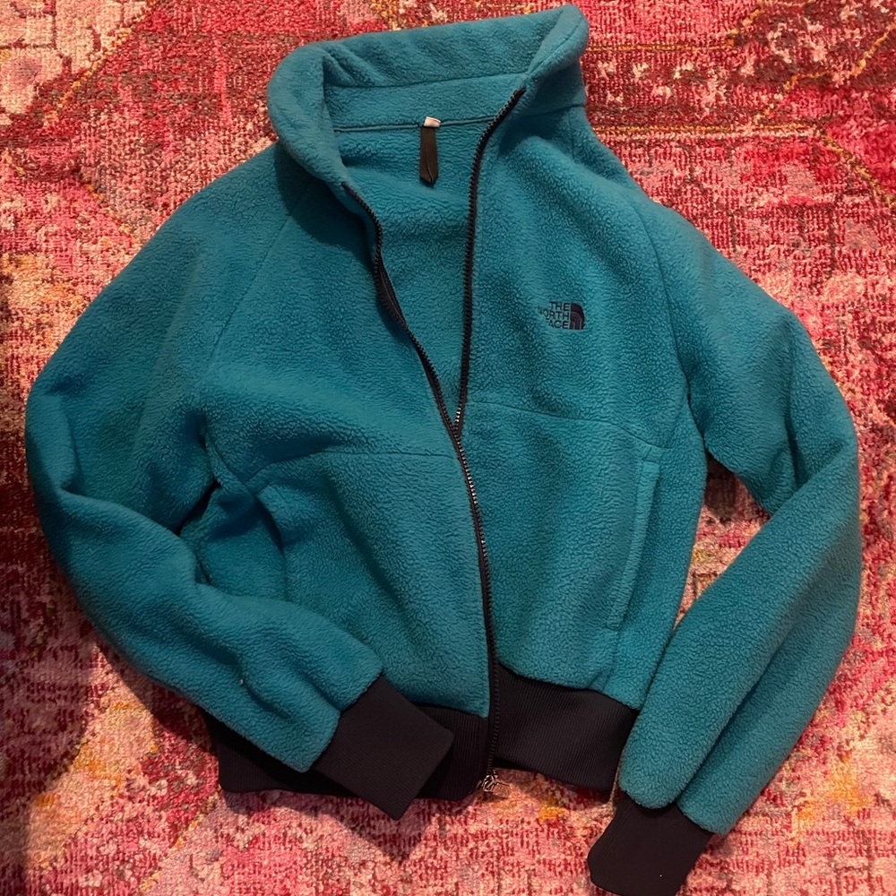 cropped north face zip up